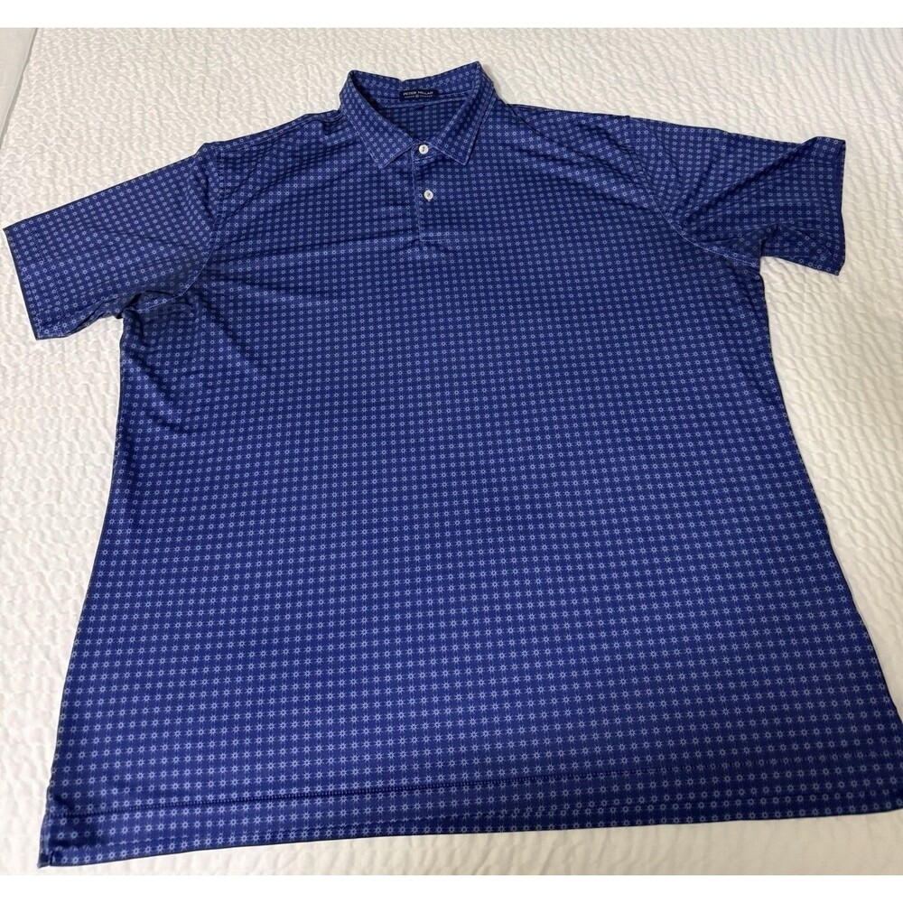 Peter Millar Crown Crafted Polo Shirt Mens 2XL Blue Golf Short